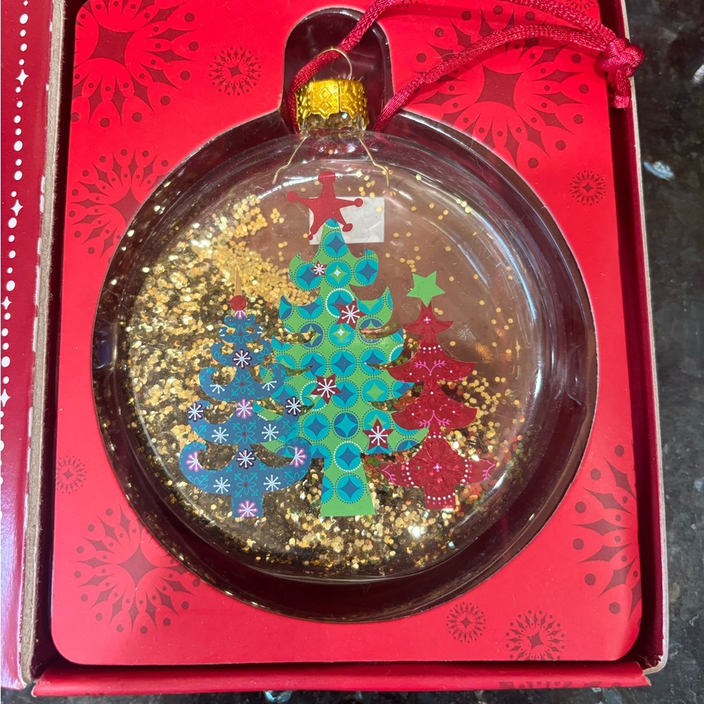NWT Starbucks Christmas Glass Gold Glitter Ornament Released in 2006 Collectable